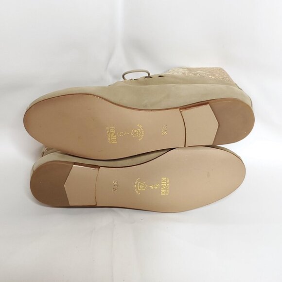 Mariagrazia Ripari Flats Shoes 7.5 Ankle Lace Up Cutouts Reptile Beige Tan Boho - Picture 7 of 9